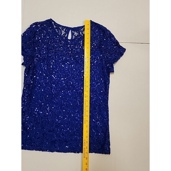 International Concepts Blue Sequin Top Size Large Sparkly Party Formal - Picture 3 of 6